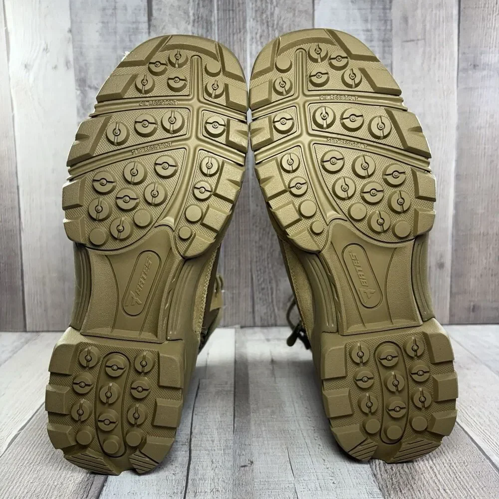 Bates Tac Sport Mens Size 9 Tactical Duty Suede Boots 8 Inch Zip Soft Toe Coyote